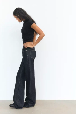 ZARA ТОП С ВЫСОКИМ ВОРОТНИКОМ, ЧЕРНЫЙ