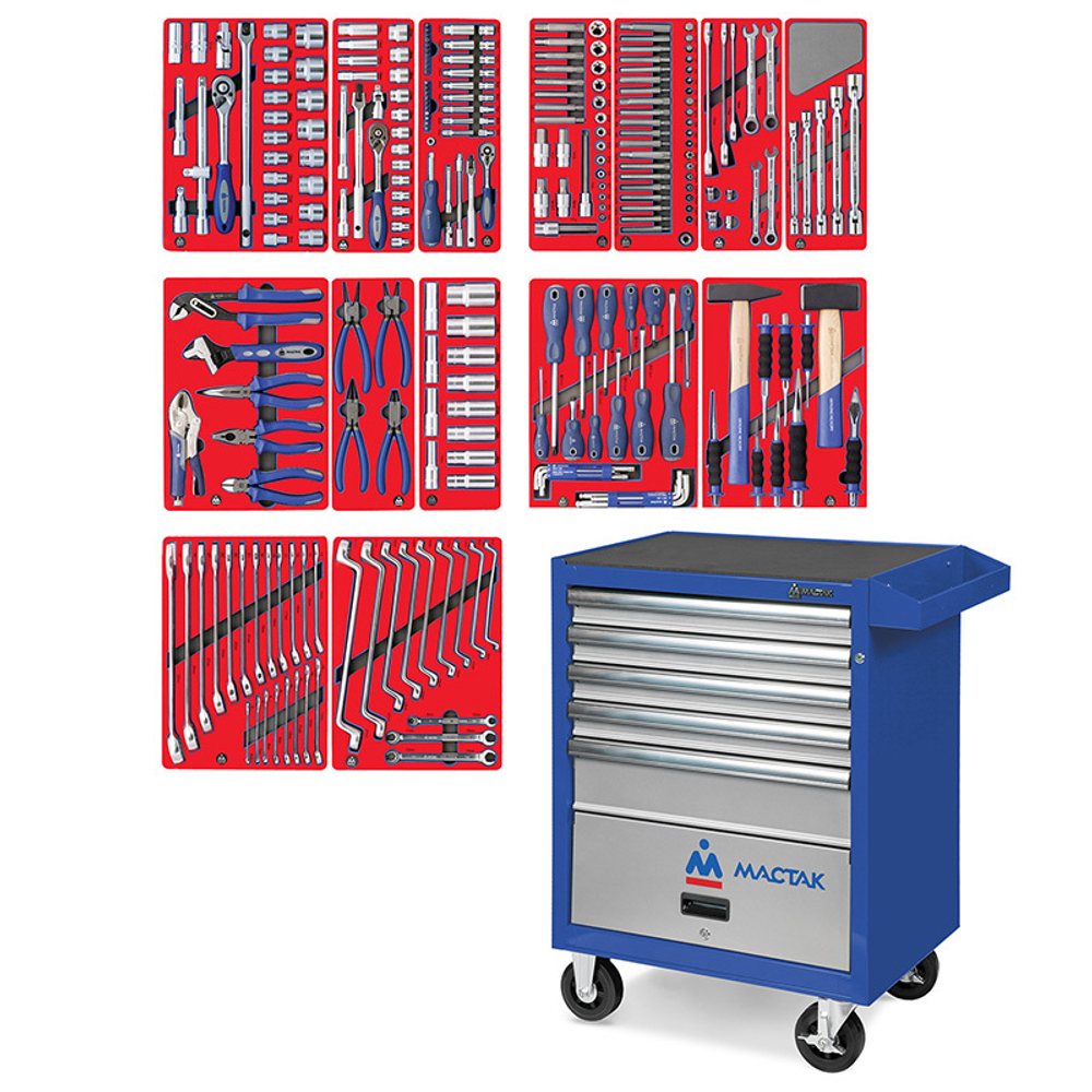 Набор инструментов &quot;ЛИДЕР&quot; в синей тележке, 270 предметов МАСТАК 52-05270B