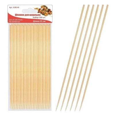 Шпажки для шашлыка. Набор 100 шт. 25см