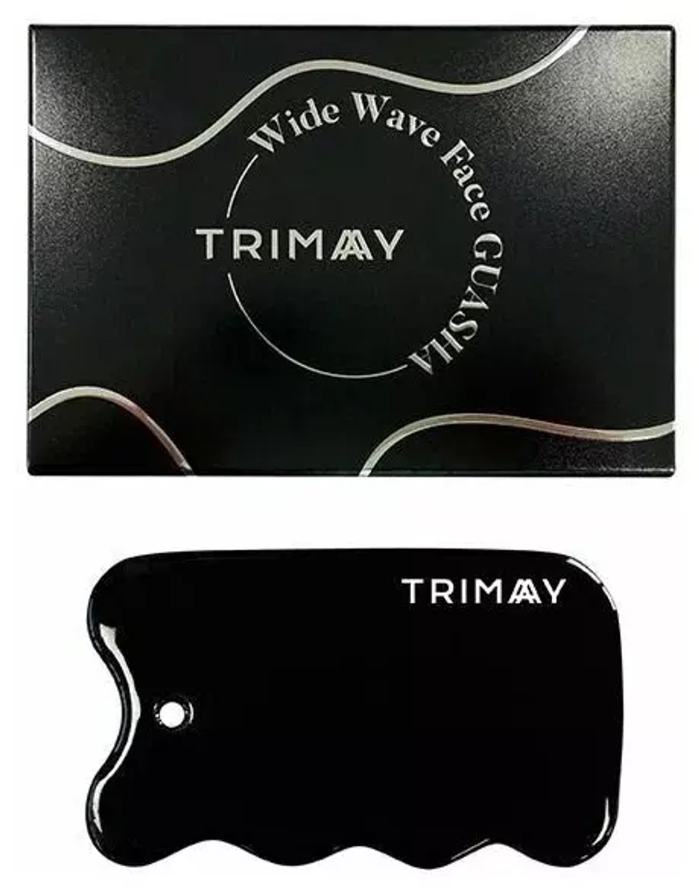 Натуральный керамический скребок гуаша для лица и тела Trimay Wide Wave