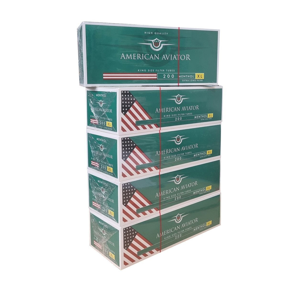 Комплект гильзы для сигарет "American Aviator" XL Filter Menthol 5х200шт.