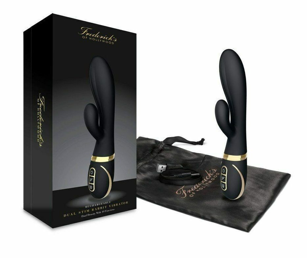 Черный вибратор-кролик Dual Stim Rabbit Vibrator (Цвет: черный)