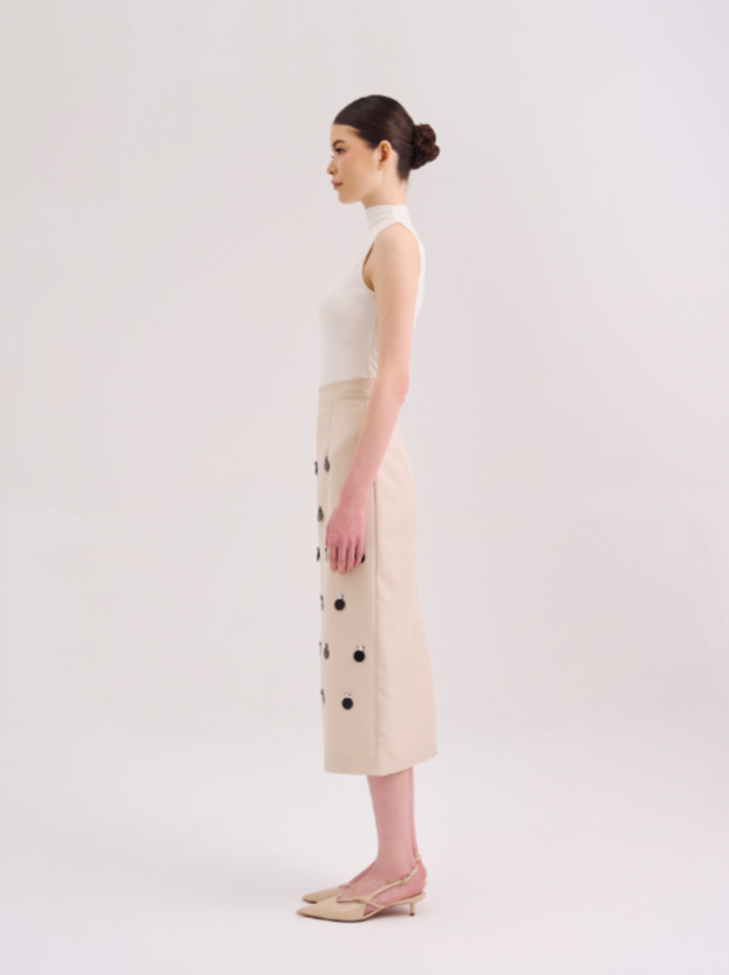 Юбка базовая пайетками бежевая