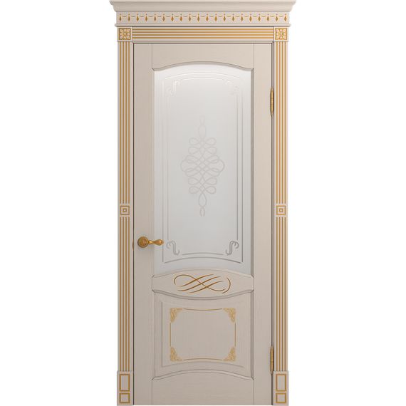 Межкомнатная дверь массив дуба селект Viporte Венеция Декор прованс патина золото остеклённая
