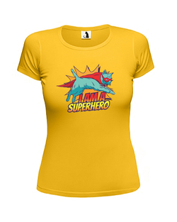 Футболка I am a superhero женская приталенная желтая