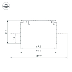 Профиль-держатель TEK-POWER-RW70F-GH16-2000 (Arlight, Алюминий) 019885