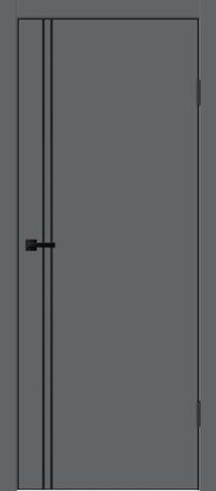Межкомнатная дверь Velldoris Galant М2 PG (кромка ABS черная, молдинг черный) Вулкан
