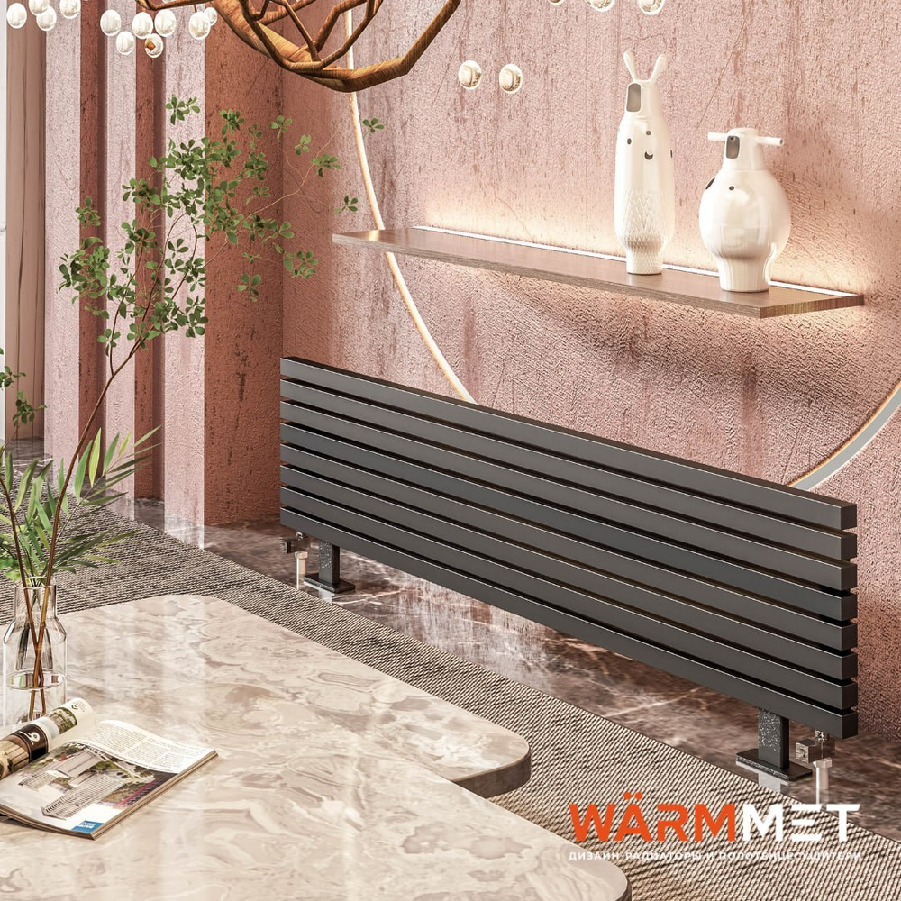 Радиатор WARMMET водяной напольный горизонтальный Flat 60 НN (W) ГРАФИТ RAL7024