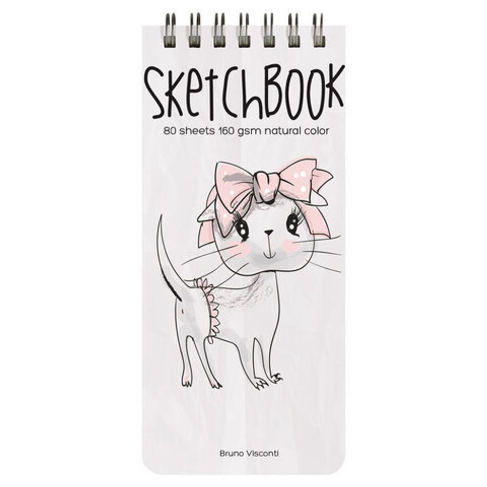 Скетчбук, белая бумага 160 г/м2, 105х220 мм, 80 л., гребень, "МИКС", 1-553/04