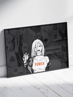 Постер плакат Пауэр На Фоне Манги Чб Chainsaw Man Человек Бензопила