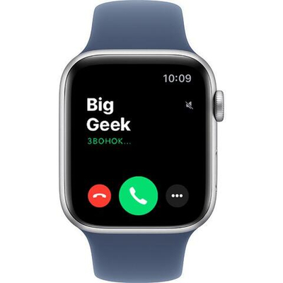 Часы Apple Watch SE, 44 мм, алюминий серебристого цвета, ремешок Sport Band цвета «деним» (2024)