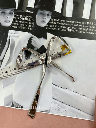 Брошь бантик серебро