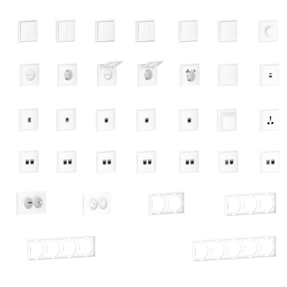 Накладка 1-я для розеток RJ45, TV, SAT, глянцевый белый, серия S08