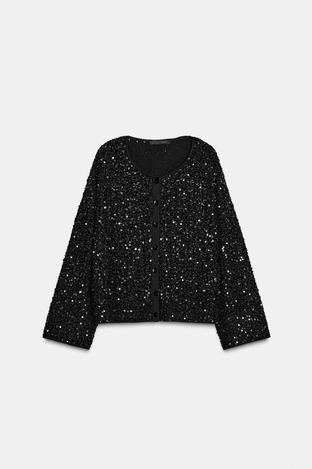 ZARA КАРДИГАН С ПАЙЕТКАМИ, ЧЕРНЫЙ