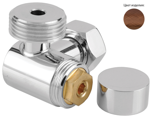 Вентиль Сунержа 3D левый (под шестигранник) G 1" нар.р. / G 3/4" н. г. (Состаренная медь)