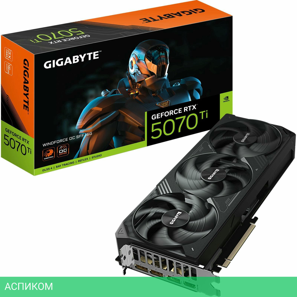 Видеокарта Gigabyte GeForce RTX 5070TI Windforce OC SFF 16Gb GDDR7 (GV-N507TWF3OC-16GD)