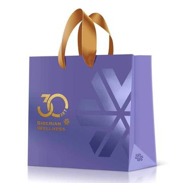 Пакет бумажный «Siberian Wellness 30 лет» (размер: 20,3х20х9 см)