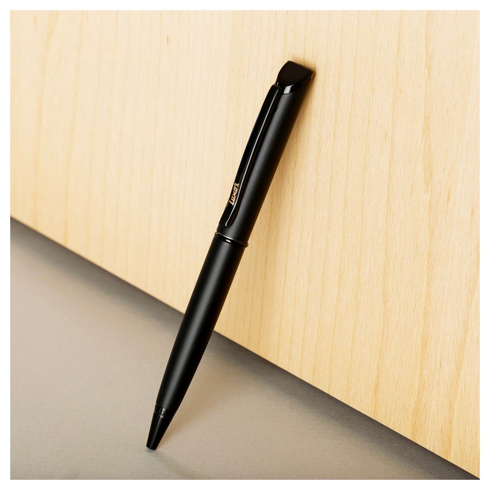 Ручка шариковая Luxor "Darc Knight" синяя, 0,7мм, корпус черный, поворотный механизм, футляр