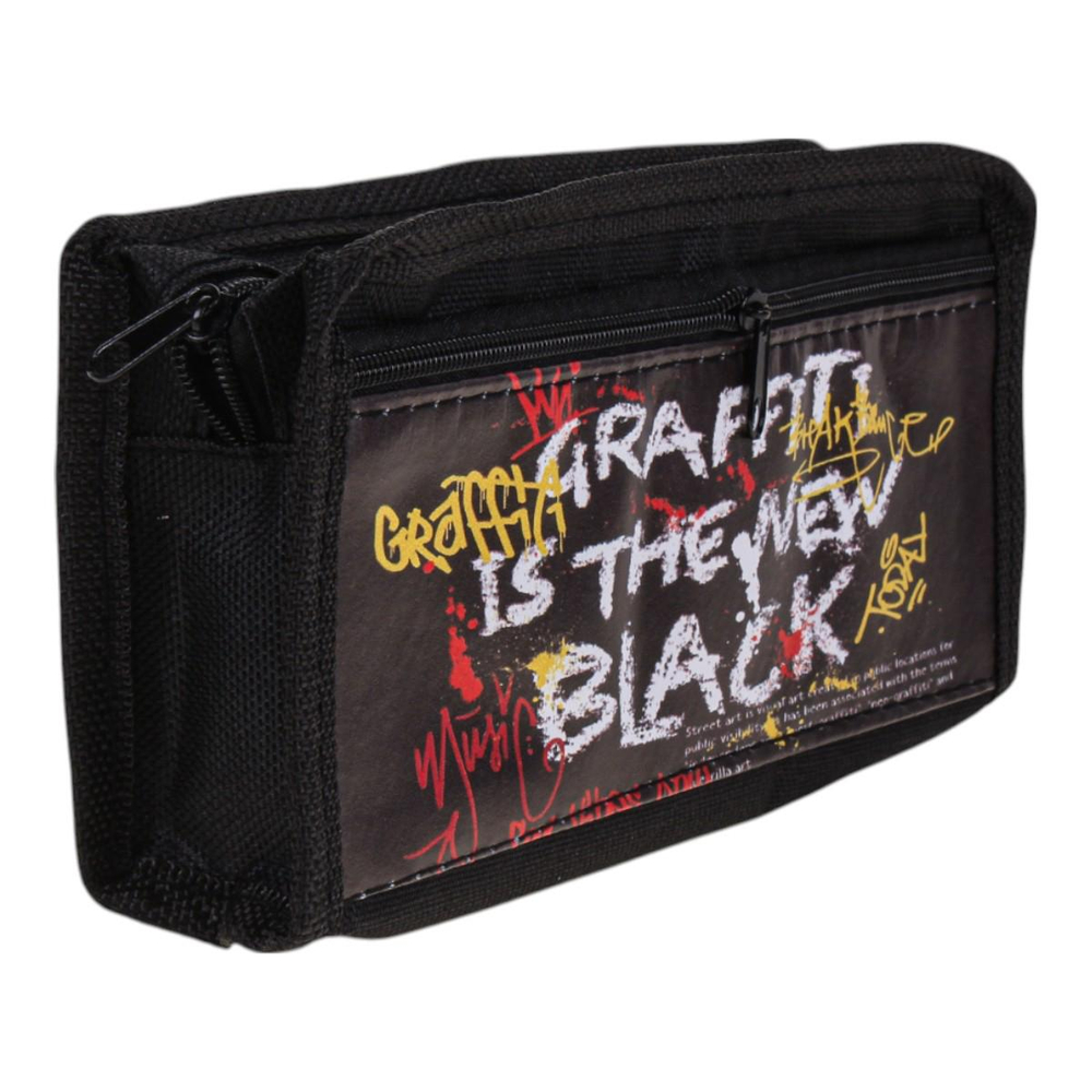 Пенал мягкий 2 отделения "Граффити" синий