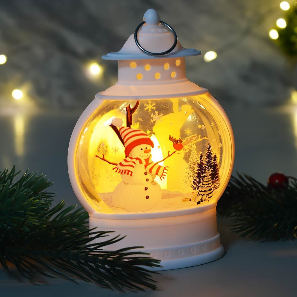 Сувенир новогодний с подсветкой "Лампа. Веселый вечер" 7*4*13см, белый