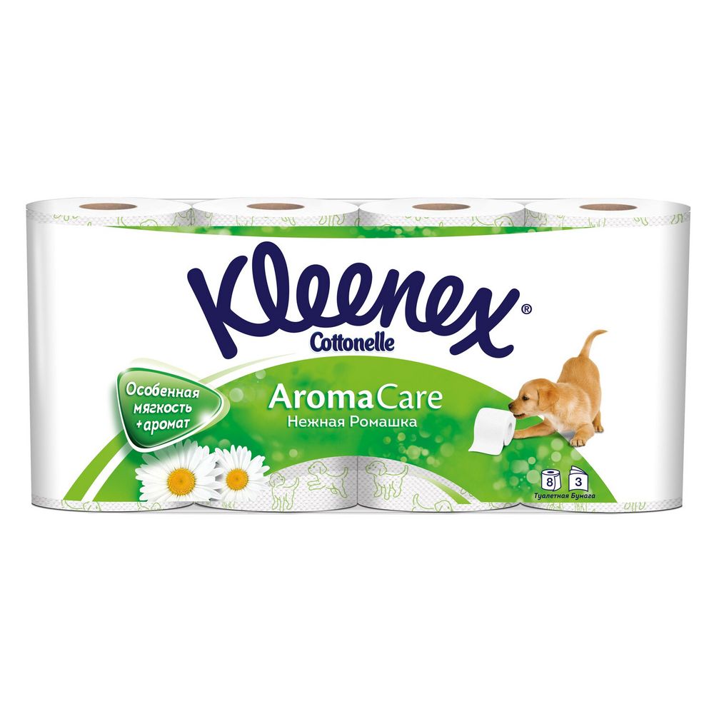 Kleenex 3-х сл,8 рулонов, Туалетная бумага  Aroma Ромашка