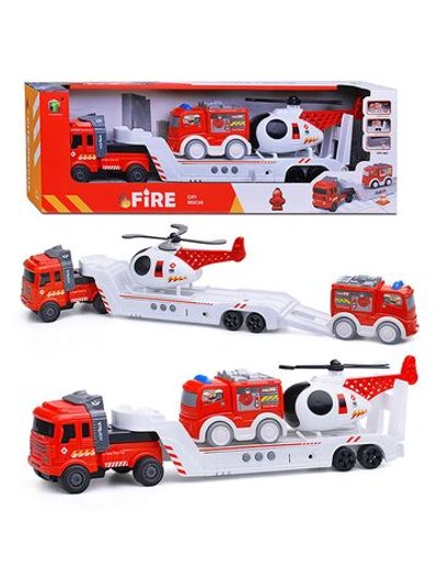 Набор детский Автовоз с пожарной машиной и вертолетом (2633-2)