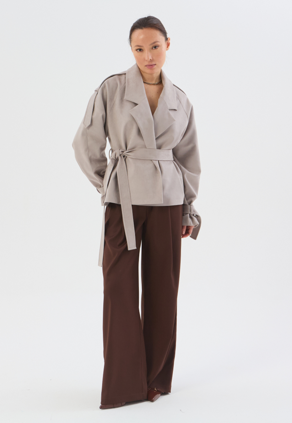 Жакет укороченный серый