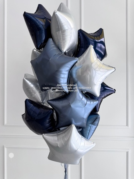 Фонтан из 15 звезд в синей гамме