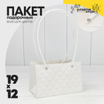 Пакет подарочный 19х12х10.5см Ваза для цветов "Ромбы" (Белый)