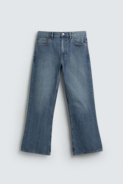 ZARA ДЖИНСЫ STRAIGHT FIT BOOTCUT ФАКТУРНЫЕ, ГОЛУБОЙ
