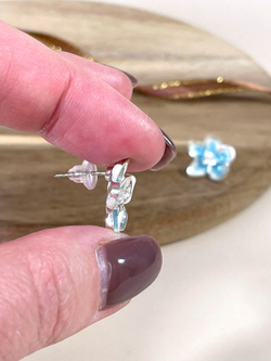 Серьги гвоздики Незабудки, эмаль