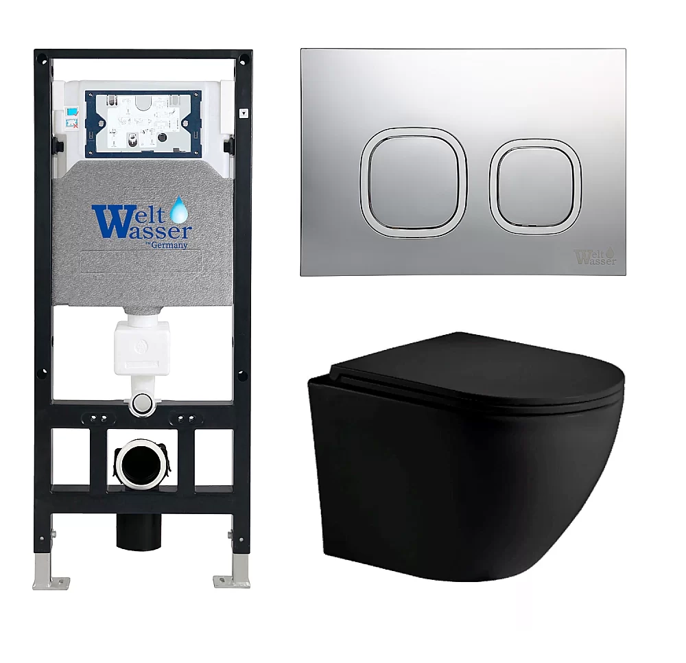 Унитаз с инсталляцией WeltWasser AMBERG 506 + MERZBACH 043 MT-BL + AMBERG RD-MT CR
