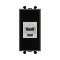 Компьютерная розетка RJ-45 без шторки модульная, кат.5е экранированная, "Avanti", "Черный квадрат", 1 модуль