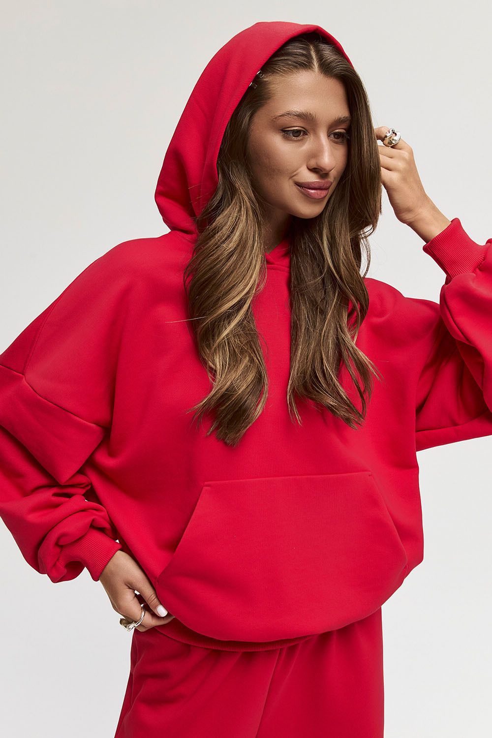 Худи свободного кроя красного цвета