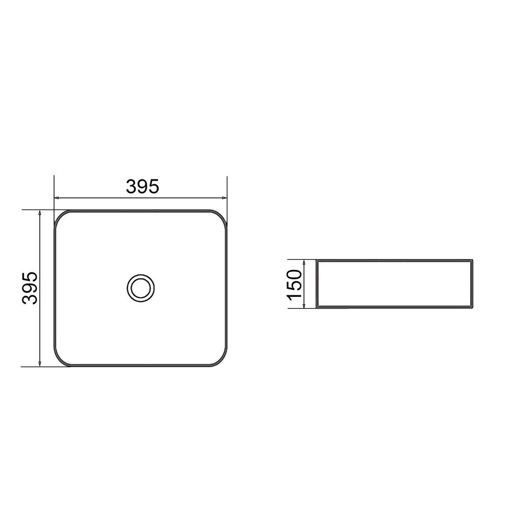 Раковина-чаша Azario 395х395х150 накладная, квадратная, черный матовый (AZ-2075-B-MB) 145264