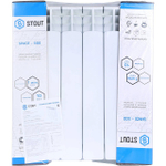 Радиатор биметаллический STOUT Space 500 - 6 секций (подключение нижнее правое, цвет белый)