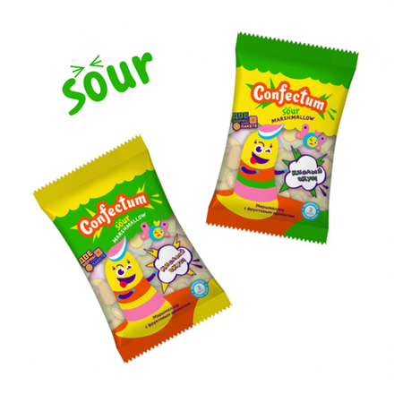Маршмеллоу кислый «Confectum Sour Cuberoll» со вкусом лайма, маракуйи, лимона, 90 гр х 26 шт