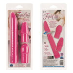 Розовый вибромассажёр с 3 сменными насадками TRIPLE OHH KITS (Цвет: розовый)