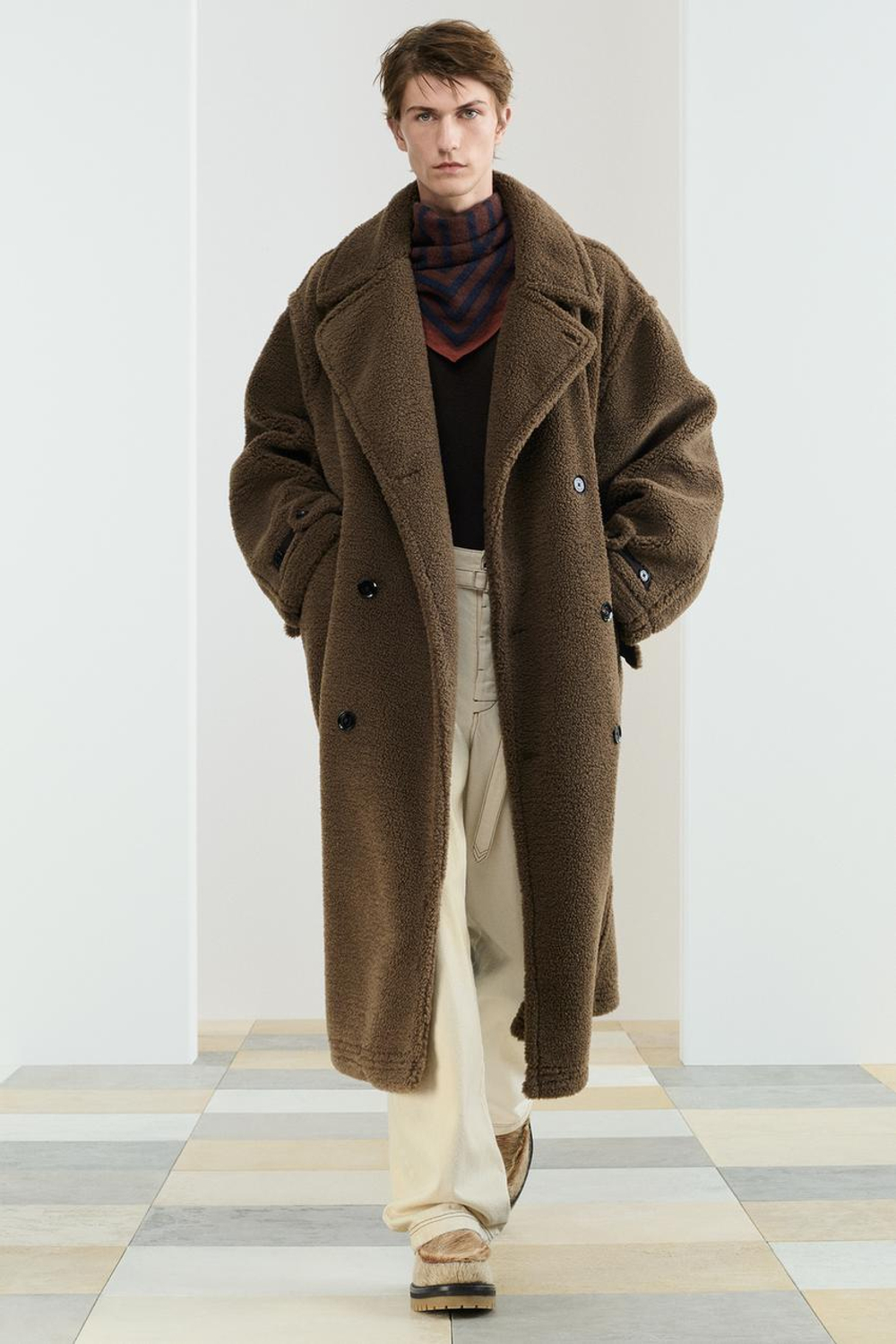 ZARA ПРЯМЫЕ БРЮКИ СВОБОДНОГО КРОЯ, ЭКРЮ