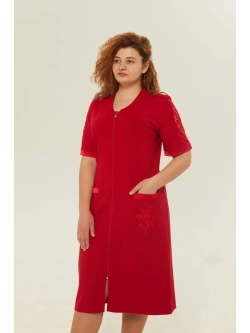 Халат трикотажный с гипюром домашний на молнии