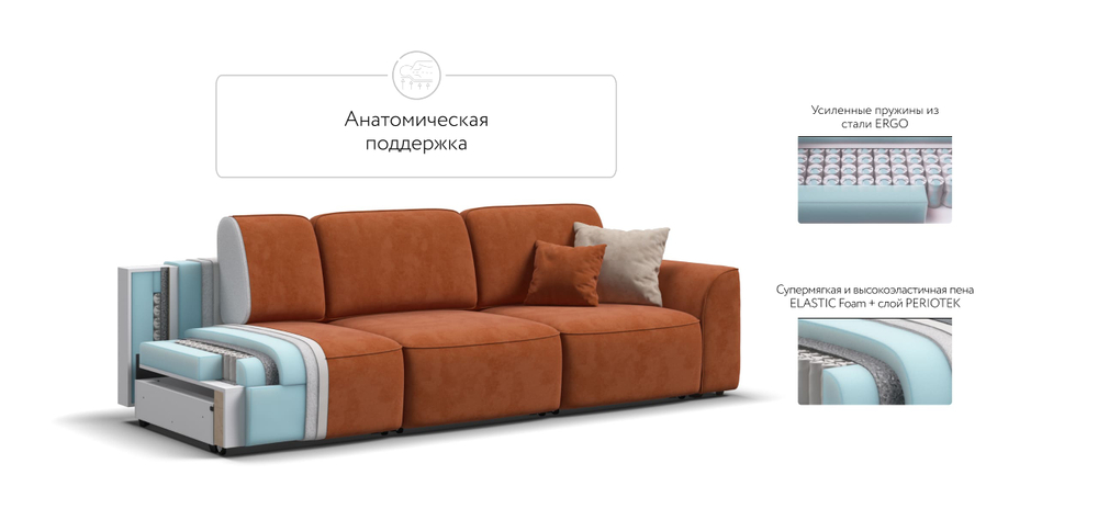 Диван Кинг Модуль MAX Велюр Алькантара оранж