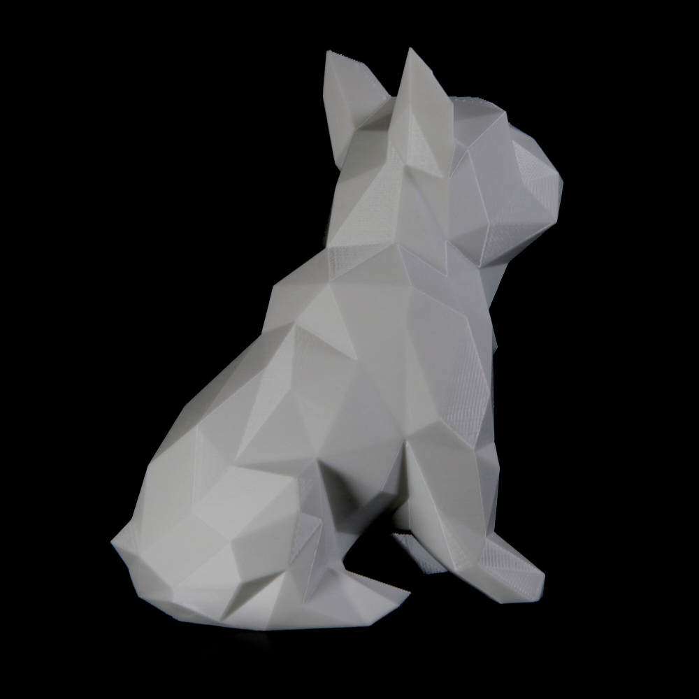 Фигурка БУЛЬДОГ, низкополигональная, дизайнерская. Low Poly Bulldog 24 см., белая