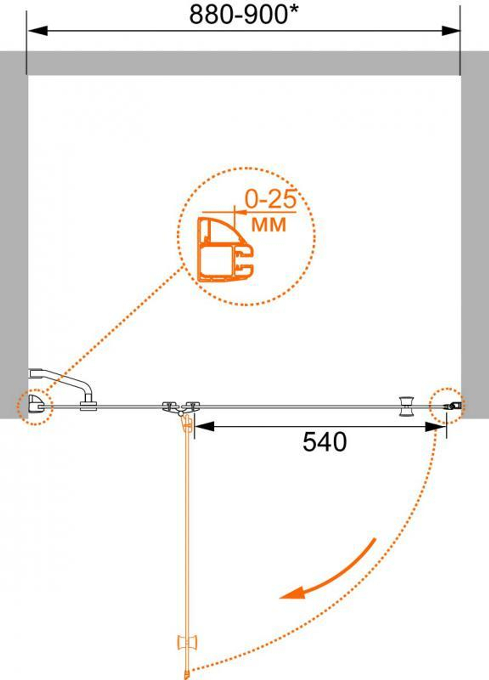 Душевая дверь Cezares VERONA B-12 120см. схема