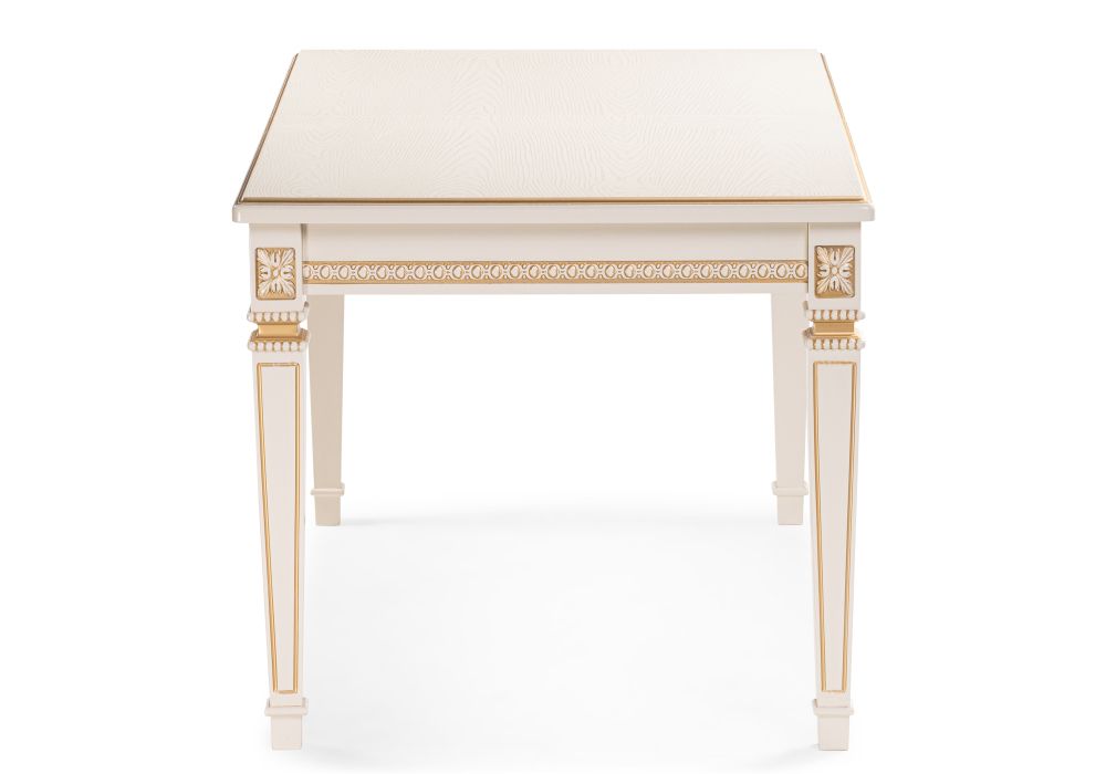 Деревянный стол Паветти 140(184)х85х77 слоновая кость / золото