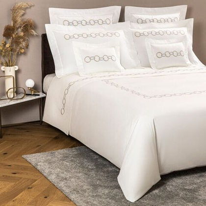 Постельное белье Frette Links Embroidery Savage Beige/Rock (240 x 220 см)