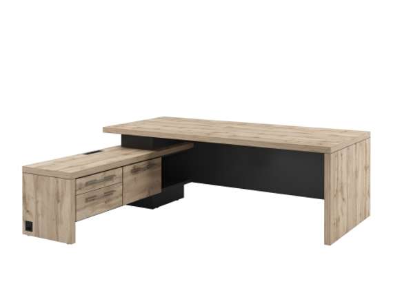 Стол левый 2200х2000х750 с опорной тумбой и блоком розеток T-22L.1000-02