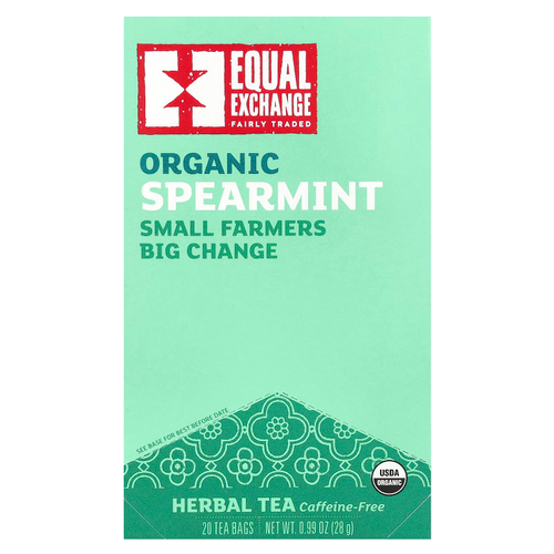 Equal Exchange, органическая кудрявая мята, травяной чай, без кофеина, 20 чайных пакетиков, 28 г (0,99 унции)
