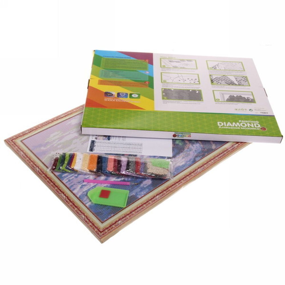 Алмазная мозаика 40*50см «Осень» с полным заполнением, напечатанной рамкой, на деревянном подрамнике J50721