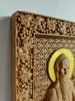 Освященная Икона Св. князя Олега резная из дуба 17х14см