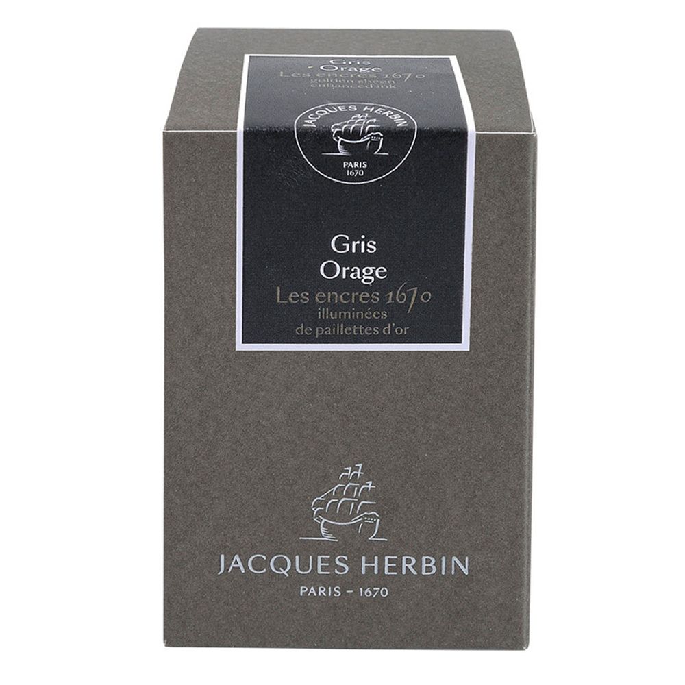 Чернила во флаконе Herbin Prestige 1670 50 мл Gris Orage темно-серые с золотыми блестками (15009JT) 3